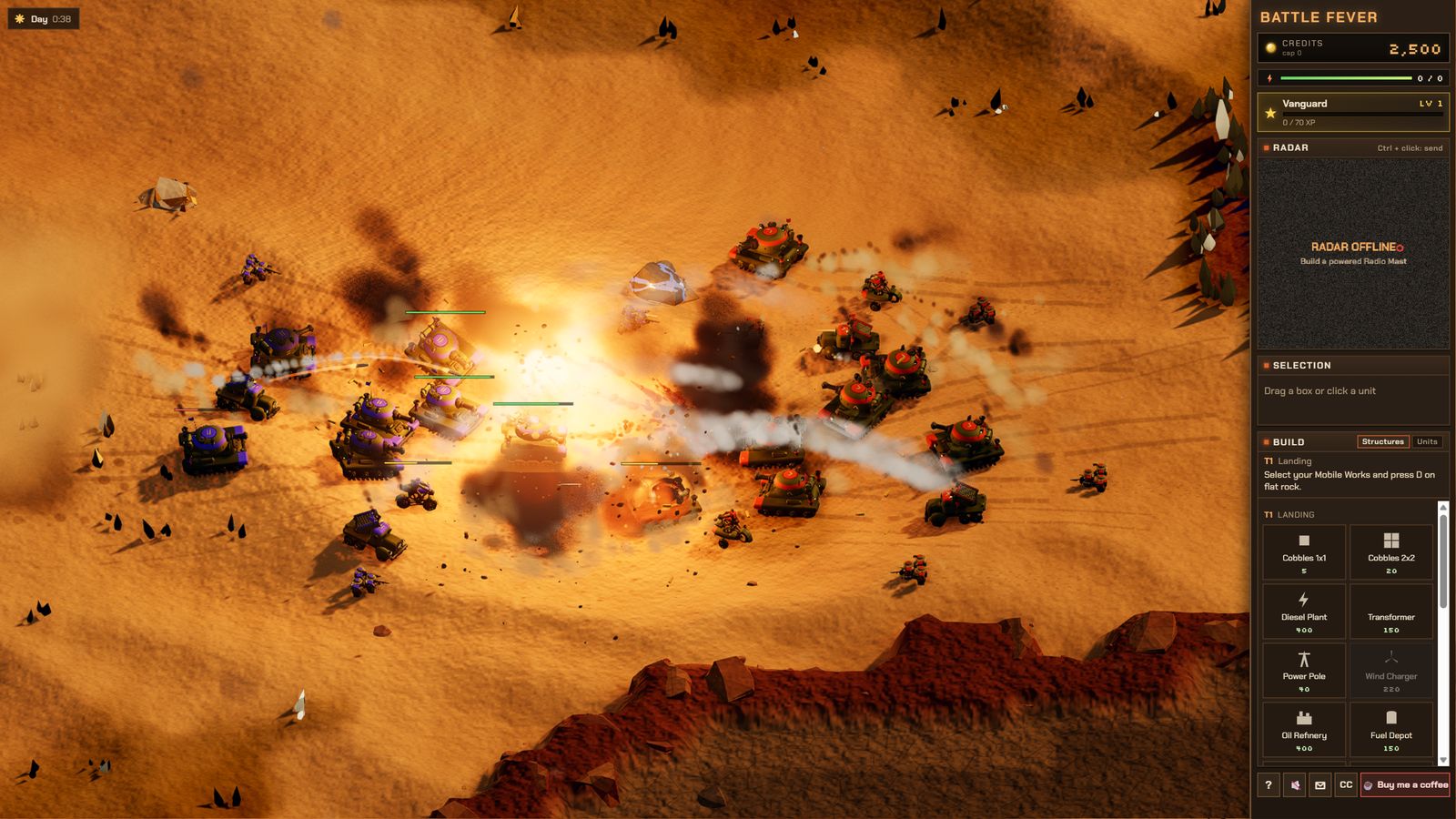 Diesel tanks and infantry trade fire in the desert