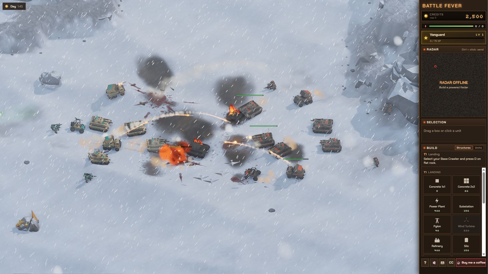 A tank battle in a snow storm